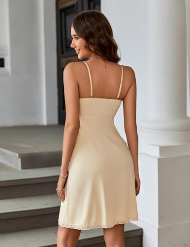 Image of Avidlove Spaghetti Strap Slip Dress Lace Trim Full Slips for Under Dresses Sexy Nightgown