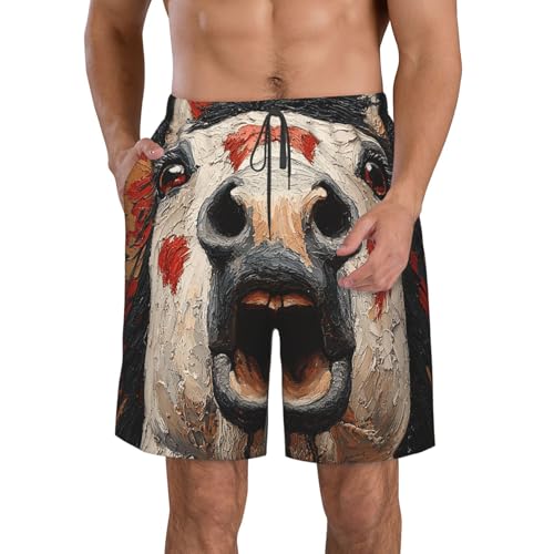 Men's Beach Shorts Board Casual Quick Dry Swim Trunks Holiday - Native American Indian Horse Funny