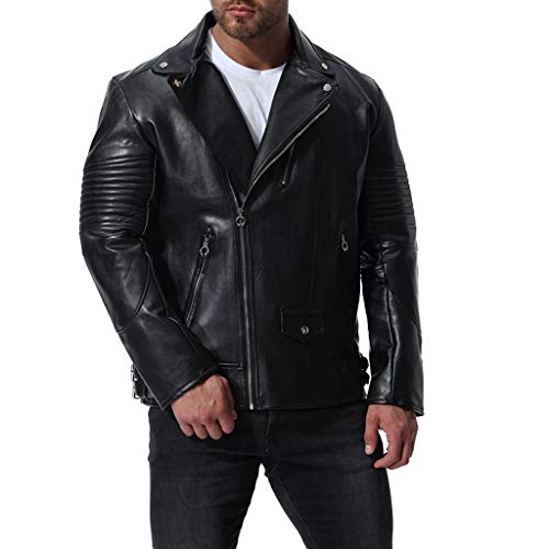 Motorradjacke Herren Lederjacke Casual Bikerjacke Biker Jacke Langarm Sweatjacke Motorrad Winterjacke PU Leder Übergangsjacke Tasche