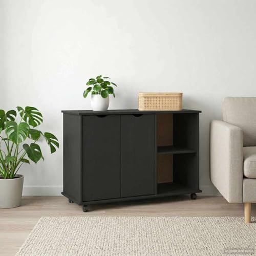 Meuble de rangement noir à roulettes pour classer vos dossiers