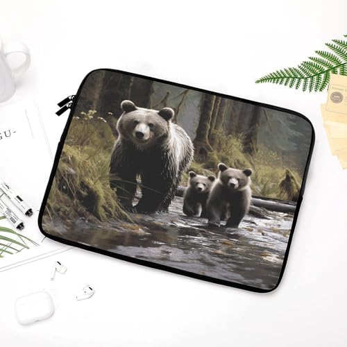 Funda para laptop 17 pulgadas Mother Bear And Her maletín resistente al agua negro para MacBook 5
