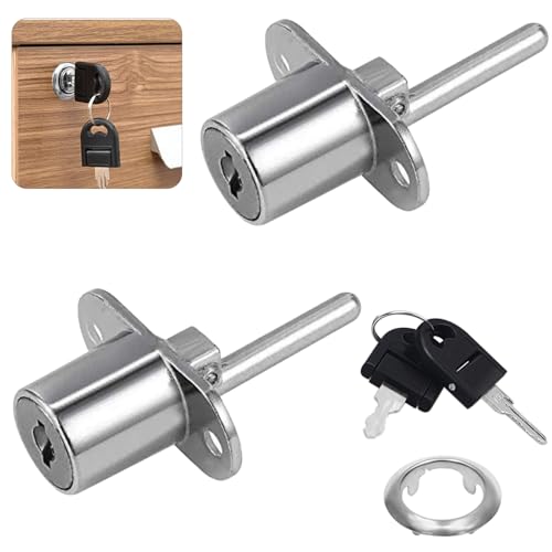 eROOSY 2 cerraduras de émbolo de gabinete con llaves, cerradura de cajón plateada, cerradura de gabinete de archivos de aleación de zinc, cerradura de leva de armario para archivadores, armarios,