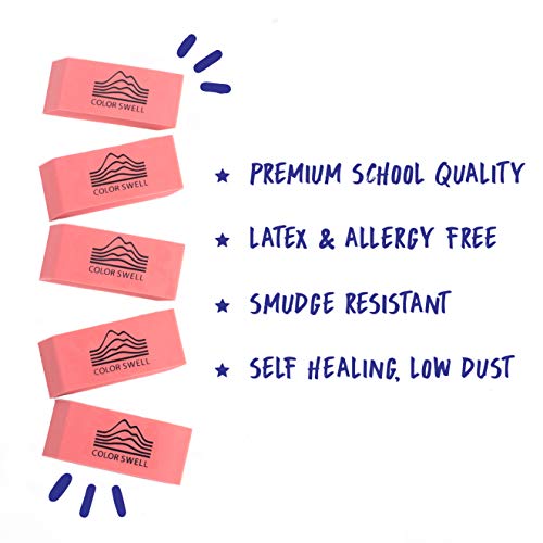 Color Swell Bulk Erasers - 108 Pack of Neon and Pink Erasers - Perfect for Offices, Classroom, Kids, Adults, Students, Families, and Donations