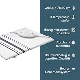 Beurer HK 25 Heizkissen, kuscheliges Wärmekissen mit 3 Temperaturstufen, Abschaltautomatik und Sicherheitssystem, made in Europe, maschinenwaschbar, 40 x 30 cm, weiß-grau