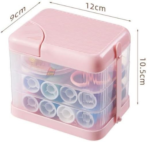 MVNOIRE Plastic Multi-Functional Rotating Household Sewing Kit Tool Box Needle Thread Bag