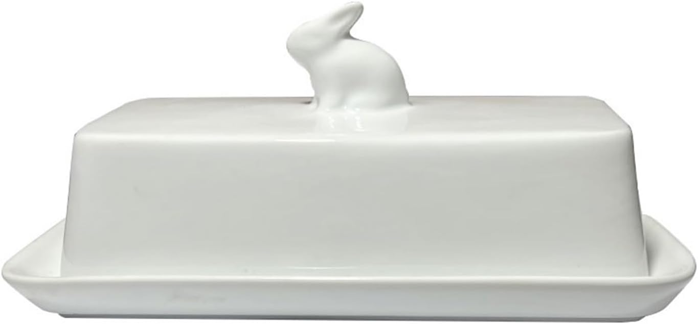 Butter Dish Cute Bunny Decorative Butter Dish Ceramic Snack Plate Home Tea Cake Dessert Plate Multifunctional Kitchen Tools Butter Container