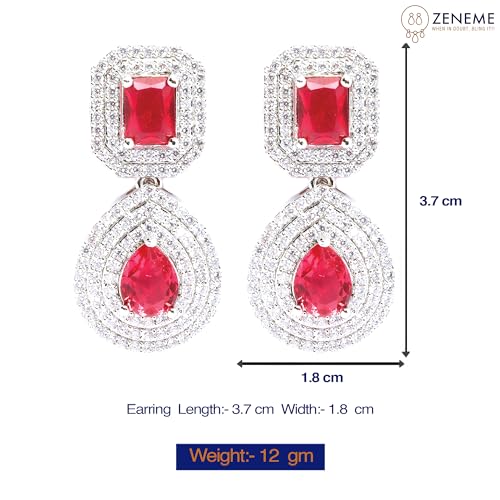 Rhodium-Plated American Diamond Drop Earrings