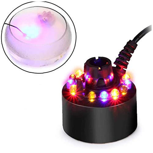 Yililay Mistfabrikant Pond Herr Brunnen Atomizer Aquarium Fogger luchtbevochtiger met 12 leds voor binnen en buiten, 20 mm, zwart - Image 6