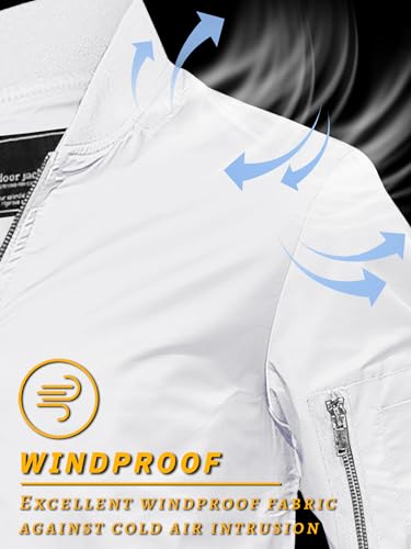 Tacvasen TCTJ-201-9938-WHITE-2XL Men Varsity Jacket Men Jackets Cool Bomber Jacket Men Jackets Light Windbreaker Jackets Casual Summer Slim Fit Jackets Pilot Jacket thumb #2