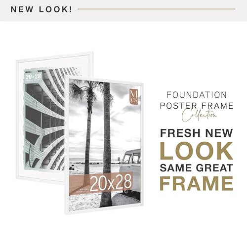 Image of MCS Foundation 20x30 Poster Frame Traditional White, Vertical & Horizontal Wall Hanging Large Picture Frame for Photos, Posters & Art Prints (1-Pack)