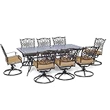 Hanover TRADDN9PCSW-8 Traditions 9 Piece Dining Set Outdoor Furniture, Bronze Frame, Tan