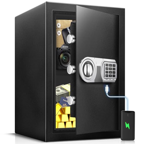 ToruKeep 60L Fireproof Safe Box with Fire poof Document Bag – Type-C Powered Digital Keypad, Electronic Combination Lock for Cash Jewelry, Steel Security Box for Home Office Hotel (35x31x45cm)