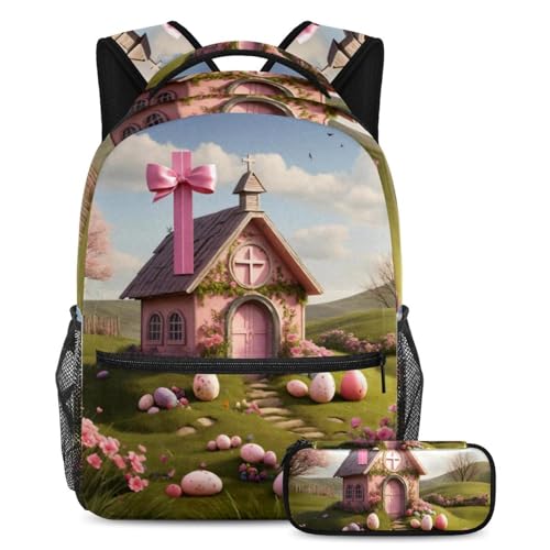 Ensemble de 2 sacs d'école rose et multicolore pour enfants et ados