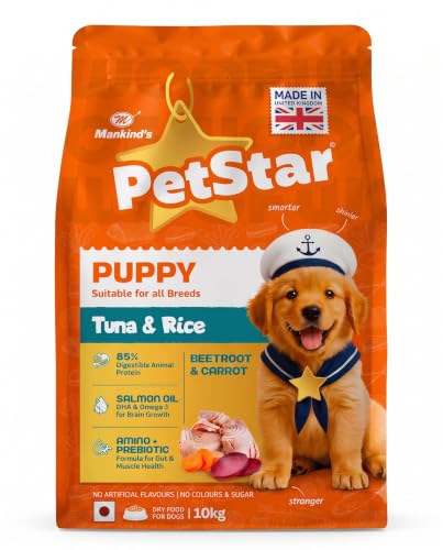 Image of Petstar Puppy Dry Dog Food 10kg, Tuna & Rice Formula, High Protein, Easy Digestion, Immunity Support, No Artificial Flavours or Added Sugar