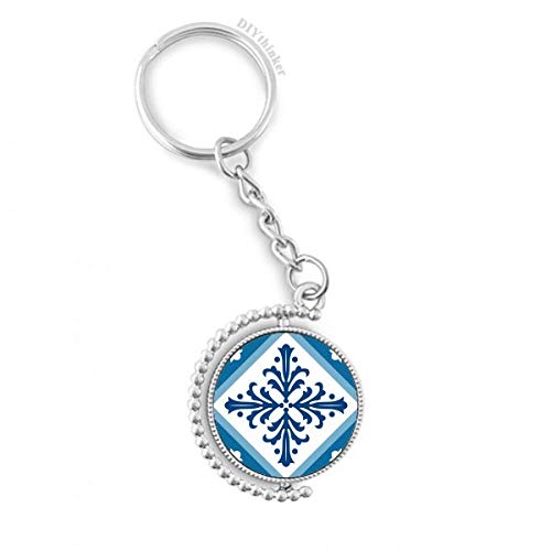 Clés anneau porte keyholder rotatif avec fleur décorative Talavera multicolore en métal