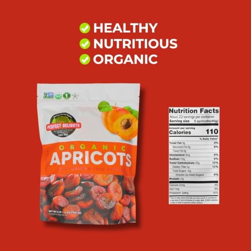 Perfect Delights Sun-Dried Organic Apricots, Vegan & Healthy Fruit Snack for Kids and Adults - Single Pack (32 oz) - Image 3