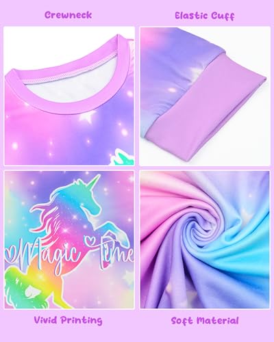 Girls Pajamas Toddler Kids Long Sleeve 2 Piece Pjs Set Unicorn Jammies Sleepwear 3T-10Y4