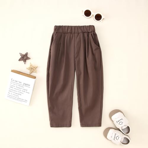 IZYJOY Toddler Boy Pants Solid Color Loose Pants with Pockets Kids Casual Elastic Waist Baggy Trousers 2-7 Years2