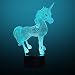 Produktbild 3D Illusion Lampe LED Nachtlicht Lampen, KidsPark Optische Einhorn Nachtlichter Tischlampe Kinder Nachttischlampe 7 Farben ändern Schreibtischlampe Mit USB-Kabel