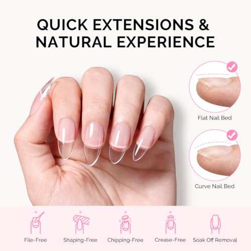 Image of MelodySusie Medium Almond X Nail Tips - 16 Sizes 160 Pcs | Pre-Shaped Soft Gel,Half Matte Full Cover Clear Acrylic Press on Nails for DIY Extension&Salon,Long-Lasting Manicure