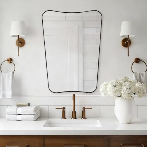 ANDY STAR Brushed Bronze Asymmetrical Mirror, 22"x30" Bathroom Mirror for