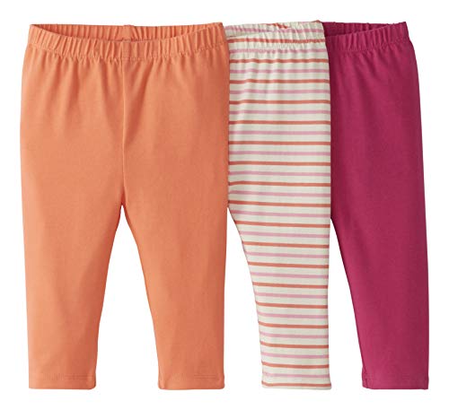 Moon and Back by Hanna Andersson Girls' Baby 3 Pk Cotton Stretch Legging, Pink Multi, 6-12 mos