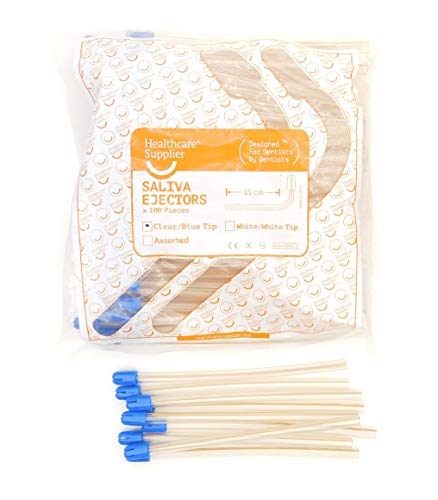 HEALTHCARE SUPPLIER Saliva Ejectors Clear with Blue Tip (3 Pack, 300 Count) Professional