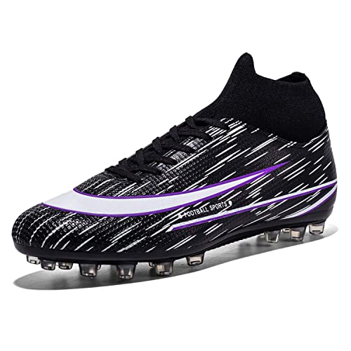 LIAOCXF Botas de fútbol para hombre FG Cleats Zapatos de fútbol con tachuelas para entrenamiento de competición interior y exterior, Black, 42.5 EU