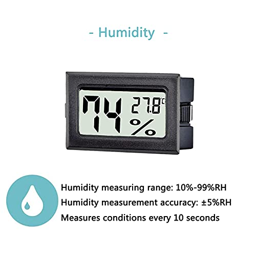 6 Pack Mini Digital Hygrometer Thermometer,Indoor Temperature and Humidity Gauge Meter Monitor Celsius (℃) for Humidor,Greenhouse,Reptile Tank,Home,Jars