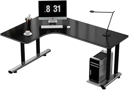 L-Shaped Gaming Desk White Simple Modern Corner Desk L Shape Student Writing Table Home Bedroom Computer Easy to Install 120x100x75cm,Black + Left Corner
