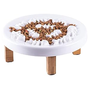 Large Dog Slow Feeder Bowls,Ceramic Slow Feeder Cat Bowl,Dog Dishes Treat Puzzle for Large Breed,Dog Plates for Food,Dog Puzzles for Smart Dogs,Elevated Slow Eating Bowl for Cats Dogs Puppy
