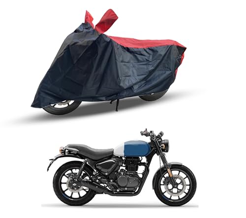 Image of Hunter 350 Two Wheeler Bike Cover Accessories - Dustproof - UV Protection - Premium Bike Cover Black Red