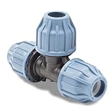 PP Kupplung I T-Stück l 16 mm I Klemmverbinder mit 2 Anschlüssen I Klemmverschraubung I Klebe- Flexschlauchverbinder I Pool-Zubehör I Garten-Bewässerung I Druckleitung I bm314