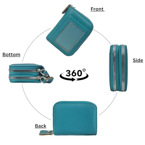 NGIL Small Zippered Faux Leather Wallet for Women, Accordion-Style Card Slot Women Wallet, RFID Blocking Credit Card Holder Wallet, Card Cases & Money Organizers (Blue)3