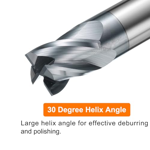 Image of HARFINGTON Carbide Square Nose End Mill Bit 5 /8 inch Cut Dia 4 Flutes TiAlN Coated Milling Cutter for Hardened Steel Metal (5 /8 inch Shank 3 /4 inch Cut Length 3 inch Long 30 Degree Helix HRC53-55)