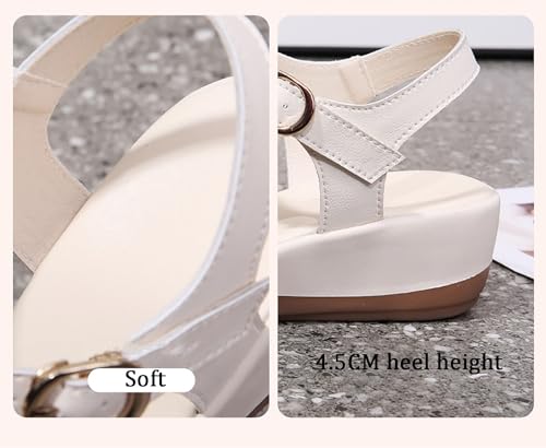 Women's Thick Soled Sandals Comfortable Beach Casual Sandals Rope Ankle Heels Open Toe Wedge Shoes4