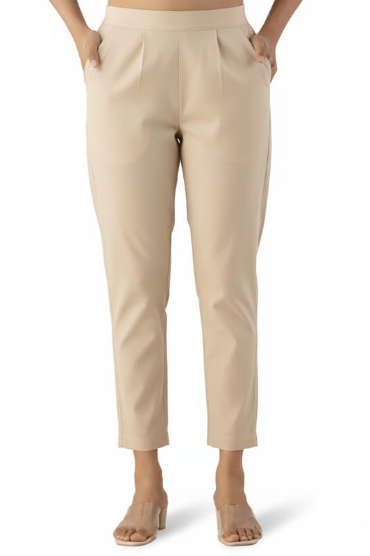 Image of Regular Fit Cotton Woman Trousers Pants Kurti Pant Casual Daily Formal Office Use