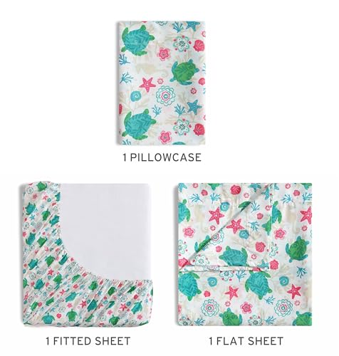 Coastal Print 3 Piece Twin Microfiber Sheet Set, Ocean Paradise by Beatrice Home Fashions - Used condition - Image 4