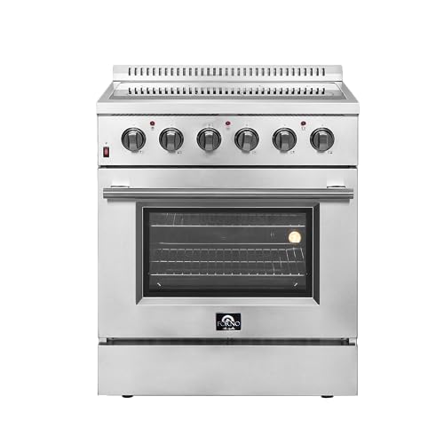 Forno Galiano Full Electric 36" Inch. Freestanding Range and Oven with 5 Radiant Elements Ceramic Glass Cooktop - 5.36 Cu.Ft. Stainless Steel Convection Oven with Air Fryer Kit