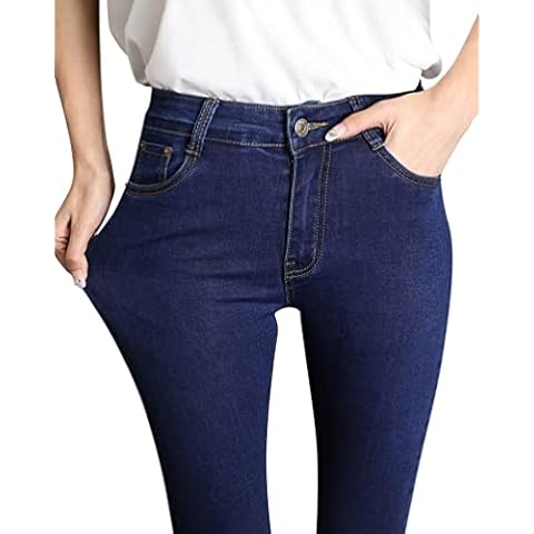Minetom Jeans Skinny Femme Taille Haute Cover