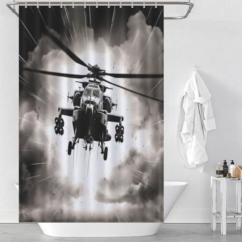 Rideau de douche hélicoptère en polyester 122x183 cm