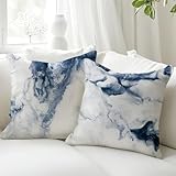 KAIOUS Blue and White Pillow Covers — Blue and White Decorative Throw Pillow Covers for Couch Sofa Living Room Bedroom 18x18 Inches Set of 2