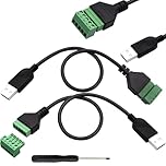 RUNCCI-YUNUSB 2.0 A Screw Terminal Block Cable USB 2.0 A Male Plug to 5 Pin/Way Female Bolt Screw with Shield terminals Pluggable Typ Converter Cable(2pcs Male 30cm)