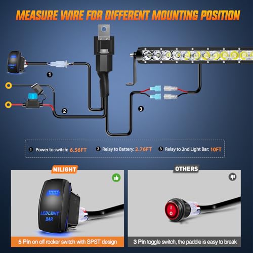 Nilight LED Light Bar 31inch 150W Spot Flood Combo Super Slim 14500LM Off Road 3D LED Driving Off Road Lights with Wiring Harness Kit-1 Lead for Trucks Pickup SUV ATV UTV Boat 4x4 Van Camper by Nilight - Image 9