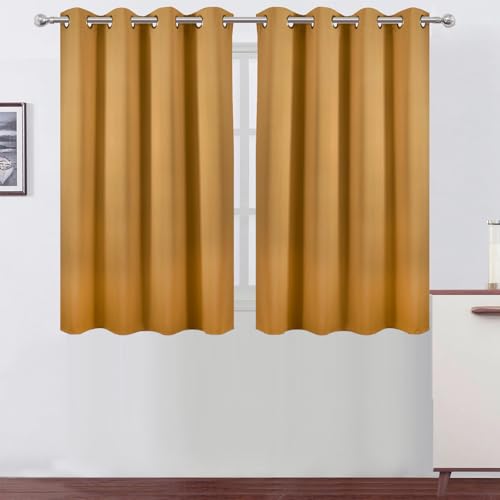 Image of LEMOMO Mustard Yellow Thermal Blackout Curtains /52 x 45 Inch /Set of 2 Panels Room Darkening Curtains