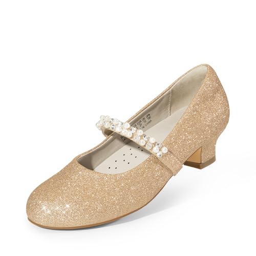 Vestibilità facile e aderente: il design slip-on consente alla tua piccola principessa di indossare questi tacchi bassi in modo indipendente. Progettate con un cinturino elastico sul collo del piede, queste scarpe eleganti da ragazza cullano saldamente i piedi garantendo una vestibilità aderente.