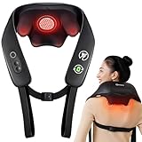 KNQZE ネック 肩 リラクゼーション器 Type-C充電式 新登場 一台多役 首 肩 腰 太もも ネック リラックス コードレス 指圧 15分タイマー付き 3段階速度 2段階温熱レベル 双方向回転 コンパクト 軽量 静音 ベルト付き 両手解放 家庭用 職場用 男女兼用 取扱説明書付き 誕生日 プレゼント 敬老の日 クリスマス 新年ギフト ブラック