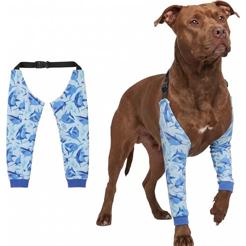 Image of LovinPet Dog Elbow Protector Anti-Licking Elbow Sleeve, Adjustable, Comfortable & Durable Front Leg Guard for Medium to Large Dogs, Prevents Licking and Chewing,Dog Sleeve,Blue Blue