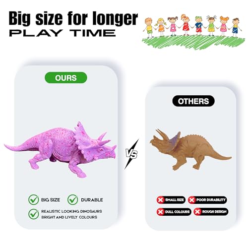 Image of ZESTHOME Big Triceratops Dinosaur Toy for Kids with Eggs, Rocks & Tree | Realistic Large Dino Figure | BPA-Free Non-Toxic PVC Animal Toy | Educational Pretend Play Gift for Boys & Girls 3+
