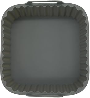 Fackelmann 42689 Silicone Basket, Mould for Hot Air Fryer, Mould for Fryer Without Oil, Grey, 17x17x6.5 cm